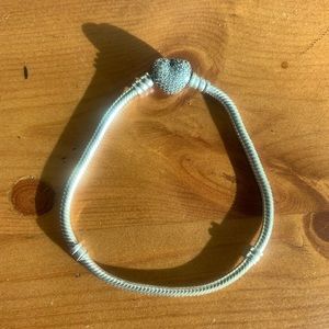 Pandora bracelet with heart shaped clasp